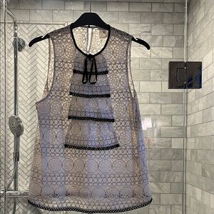 Foxiedox White Lace Top with Black Accents